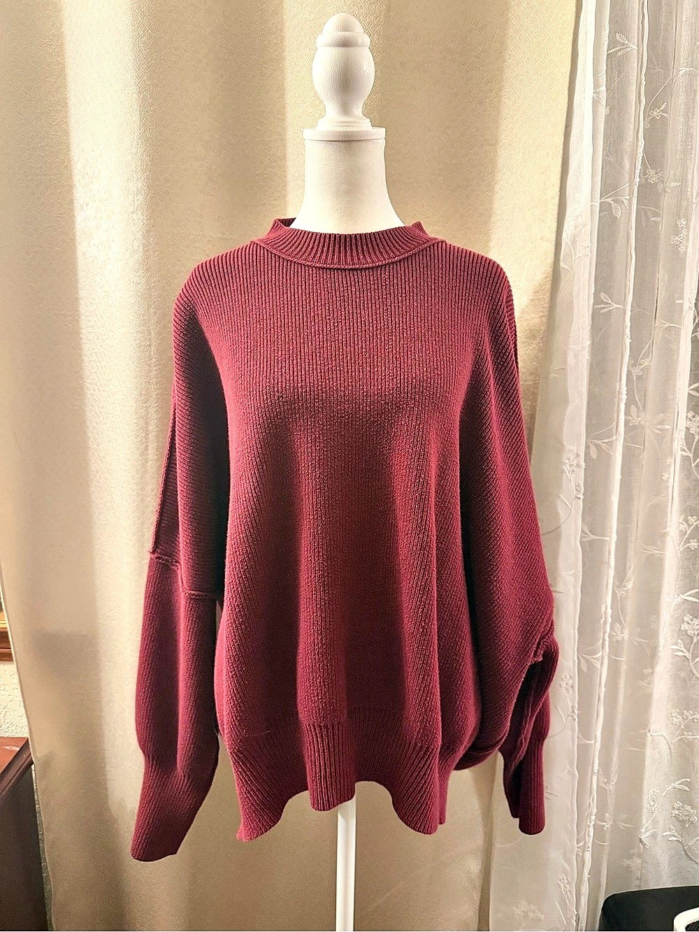 Free People Easy Street Tunic Burgundy Oversized Sweater